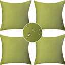 Demetex Summer Outdoor Pillow Covers 18x18 Set of 4 Green Waterproof Pillow Case Square Decorative Throw Pillow Covers for Patio Furniture Couch, 18 x 18 Inch, Grass Green