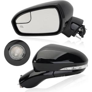 MOFOAP Left Driver Side Mirror for 2013 2014 2015 2016 Ford Fusion Sedan S SE SE Hybrid,Power Mirror with Heated,Inhousing Signal Light,Puddle Lights,Manual Folding,Ford Fusion Mirror Black