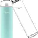 Ryaco Borosilicate Glass Water Bottle 33oz/1L/1000ml BPA-Free Leak Proof Ideal for School Home Office Travel Sport Yoga Gym Hot Cold Drinks with Portable Neoprene Carrying Sleeve and Sponge Brush