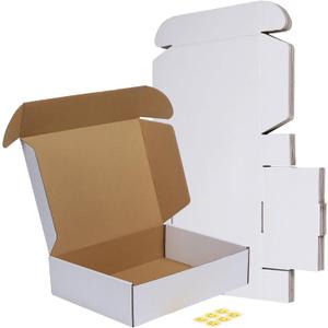 RLAVBL 12x9x3 Shipping Boxes Set of 6, White Corrugated Cardboard Box for Packing, Mailing, Business