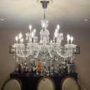 HungGwun Clear 18 Lights K9 Crystal Chandelier Modern Luxurious Light Candle Pendant Lamp Ceiling Kitchen Living room Lighting for Dining Room Bedroom Hallway Entry 37x30 Inch Gifts (Clear Color)