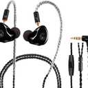 In Ear Monitor Headphones, HiFi Stereo IEM Earphones, Dynamic Dual Driver Wired Earbuds with Detachable Cable, Noise Canceling Headset for Singers Musicians Drummers Audiophile (Black)
