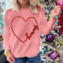 SELINK Women's Valentines Sweater Crew Neck XOXO Heart Print Casual Long Sleeve Pullover Tops Sweaters (M)