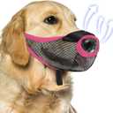 Dog Muzzle, Soft Air Mesh Muzzle for Small Medium Large Dogs Anti Biting Barking Chewing Scavenging, Breathable Adjustable Loop Pets Muzzle with Front Opening Design Allows Panting Drinking (Pink,M)