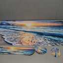 4-in-1 Large Gaming Mouse Pad, Keyboard Wrist Rest Pad & Wrist Support Mousepad Set, Extended Desk Pad Waterproof Desk Mat for Home Office Study Game-Beach