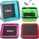 SHALL New Version Collapsible Magnetic Parts Tray Set, 4-Pack Magnetic Tool Trays for Screw Bolts Nuts Washers Pins & Small Metal Parts, 4.5 Square Silicone Foldable Bowls w/Dual-Sided Magnetic Base