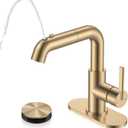 KENES Champagne Bronze Pull Down Bathroom Faucet 1 Handle Vanity Faucet