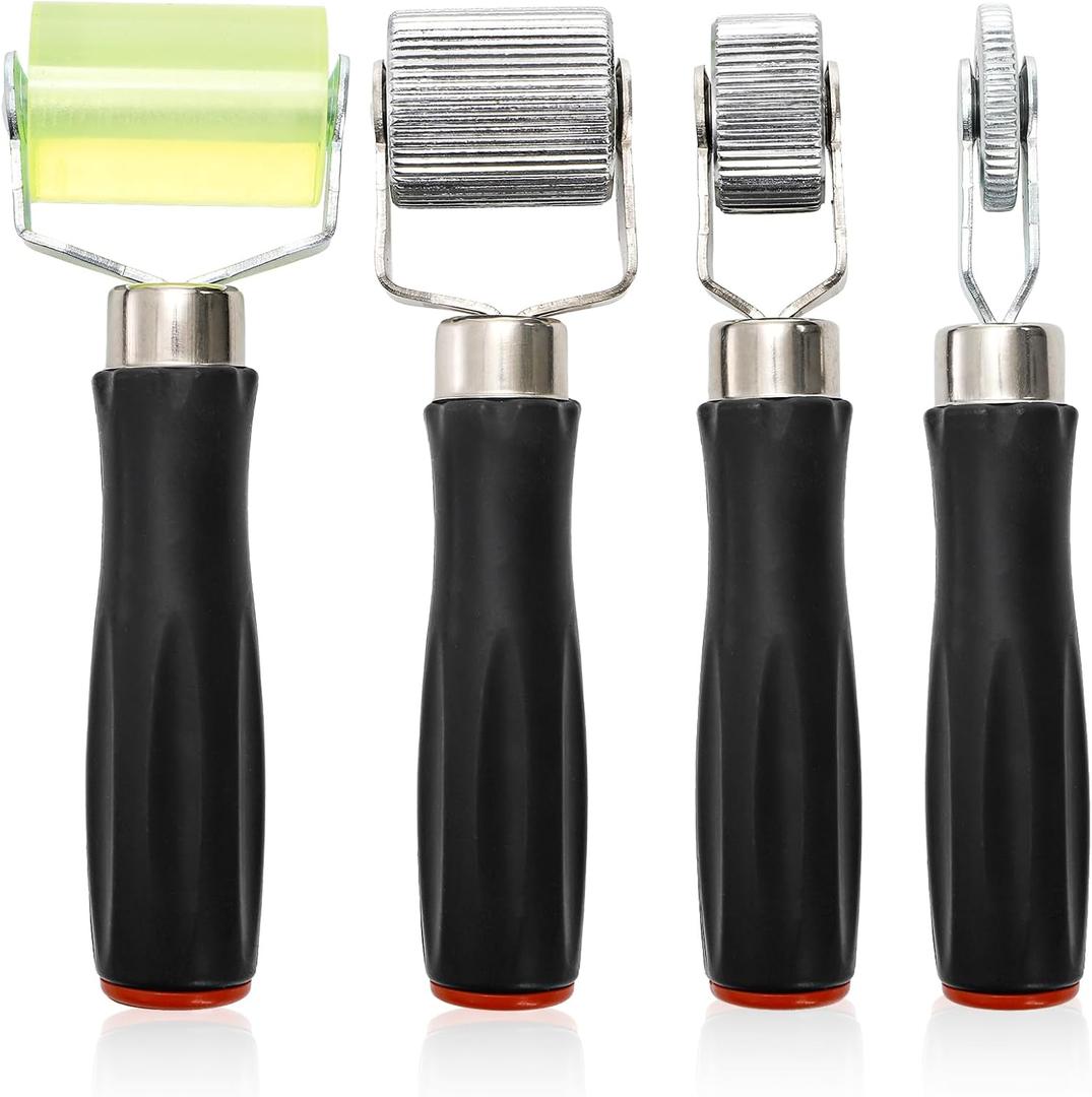 Coloch 4 Pcs Car Sound Deadening Roller Sound Insulation Tool for Auto Noise Roller, Metal Sound Deadener Roller Set Hand Bearing Equipped Wheel Roller Seam Roller Rolling Wheel Interior Accessories