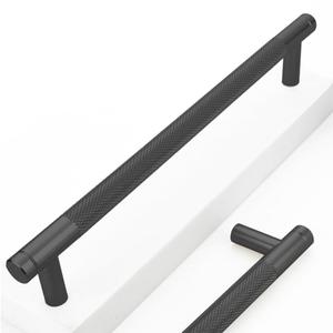 10 Pack 7 1/2 Inch 192 mm Bar Cabinet Pulls Black Knurled Handles for Matte Black Drawer Pulls Cupboard Aluminum Handles Cabinet pull0820 (7 1/2 Inch, Set of 10, Black)