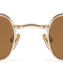 Gleyemor Fashion Retro Sunglasses for Women Stylish Oval Glasses Full Metal Frame UV400 Protection Shades (Gold/Brown)