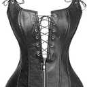 Charmian Women's Renaissance Lace Up Vintage Boned Bustier Corset with Garters, S