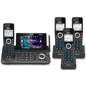 AT&T 4-Handset DECT 6.0 Cordless Home and Business Phone with Answering Machine, 5" Color Display, One-Touch Shortcut, Conference, Intercom, Smart Call Blocker, Bluetooth Connect to Cell: DLP73490