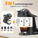 KOTLIE EM-308B Espresso Machine, Single Serve Coffee Maker Compatible with Multiple Capsule Types, Ground Coffee, and ESE Pods, 3 Temperatures, 7 Water Volume Levels, 34 Oz (Black)