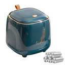 Mini Countertop Trash Can with 5 Rolls of Trash Bags, Waste Can with Press Type Lid, 0.5 Gallon/1.5 Liter Wastebasket Trash Can Dispenser, Mini Bin for Bathroom Vanity,Coffee Table (Dark Green)