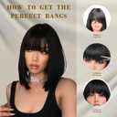 Red Bob Wig With Bangs Short red Wig for Women 12 Inch Straight Bob wig with Bangs Synthetic Colorful Cosplay Daily Party Use (Wine red,12IN)