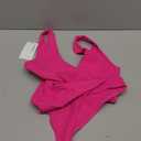 REORIA Butsmooth Womens Sexy Deep V Neck Backless Sleeveless Double Lined Thong Bodysuits for Going Out (Small, Hot Pink)