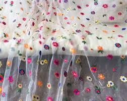 Flower Embroidery Lace Fabric Mesh Gauze Trim for Wedding Bridal Girl Dress Gown Couture Design Sold by the yard