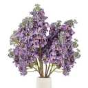 4PCS 25.6inch Lilac Artificial Flowers Purple Fake Delphinium Long Stem Silk Real Touch Flower Faux Lilac Floral Arrangement for Tall Vase Table Centerpieces Wedding Garden Home Decoration（Purple）