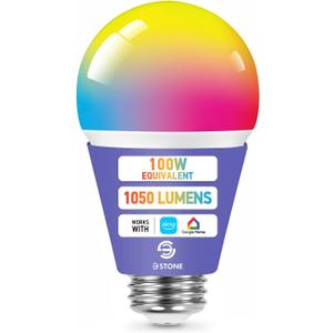 Smart Light Bulbs, 100W Equivalent WiFi Bulb, 1050 Lumens LED Color Changing A21 Smart Bul(Dimmable 2700K-6500K RGBCW) Tunable White Works with Alexa, Google Home RGB Bulb