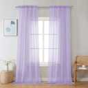 Chyhomenyc Sheer Lilac Curtains 90 inches Long 2 Panels, Light Filtering Soft Airy Solid Elegant Voile Window Treatment Drapes for Bedroom Living Room Wedding Party Decor, 42 Wx90 L Inches