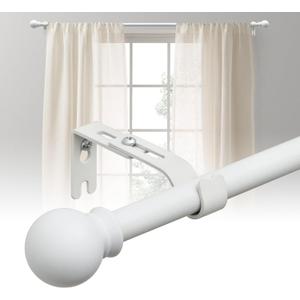 BsBsBest Curtain Rods for Windows 28 to 50 Inch 5/8 Inch Small Curtain Rods White Adjustable Renter Friendly Curtain Rod for Bedroom Windows Drapery Rods With Brackets (28"-50")