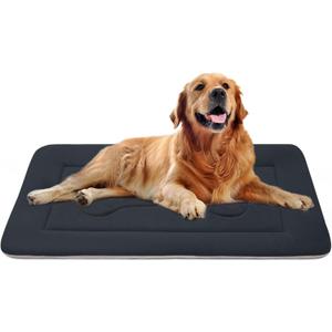 JoicyCo Large Dog Bed Soft Dog Crate Pad Mat 42 in Non-Slip Bottom Washable Dog Sleeping Mattress Pet Beds Cat Bed Kennel Pad, Dark Gray (42.0"L x 28.0"W x 1.2"Th)