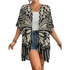 Bsubseach Women's Kimono Bathing Suit Cover Ups Cardigans Floral Loose Open Front Casual CoverUps for Swimwear, Black (Black)