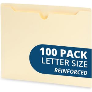 Blue Summit Supplies Manila File Jackets, Reinforced Straight Cut Tab, Designed for Use in Standard Hanging Files, Letter Size, 100 Pack