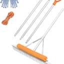 YORKING Floating Lake Rake, 36'' Aluminum Weed Rake with 11 Ft Handle Extension and 50 Ft Rope, Multifunctional with Gloves for Aquatic Plants, Pond Cleaning, Soil Loosening, Lawn Care