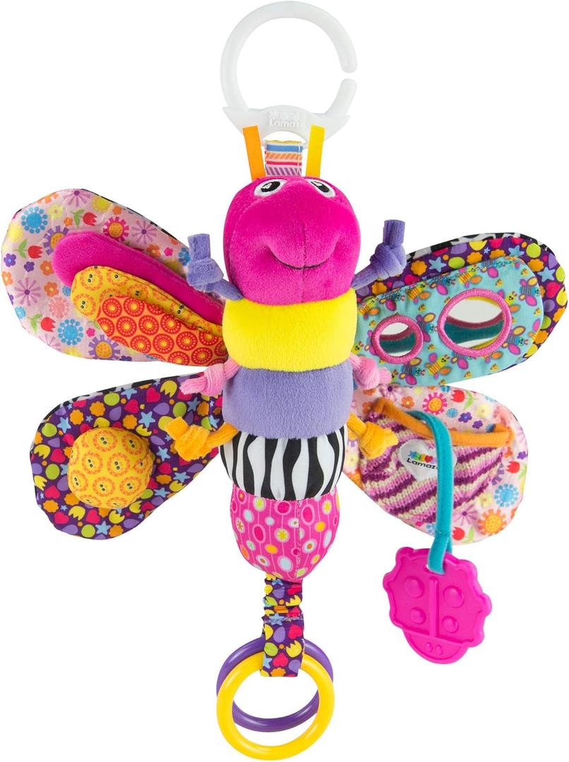 Lamaze Clip On Car Seat and Stroller Toy - Fifi the Firefly - Crinkle Car Seat Toys and Stroller Toys - Sensory Toys for Babies - Travel Toys for Car - Infant Toys Ages 0 Months and Up