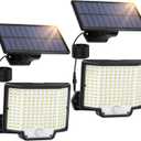 Solar Lights for Outside, 166 LED Solar Lights Outdoor Waterproof, Motion Sensor Outdoor Lights 3 Modes, Split Solar Powered Light with Extension Wires, Security Lights for Yard Garden Garage, 2-Pack