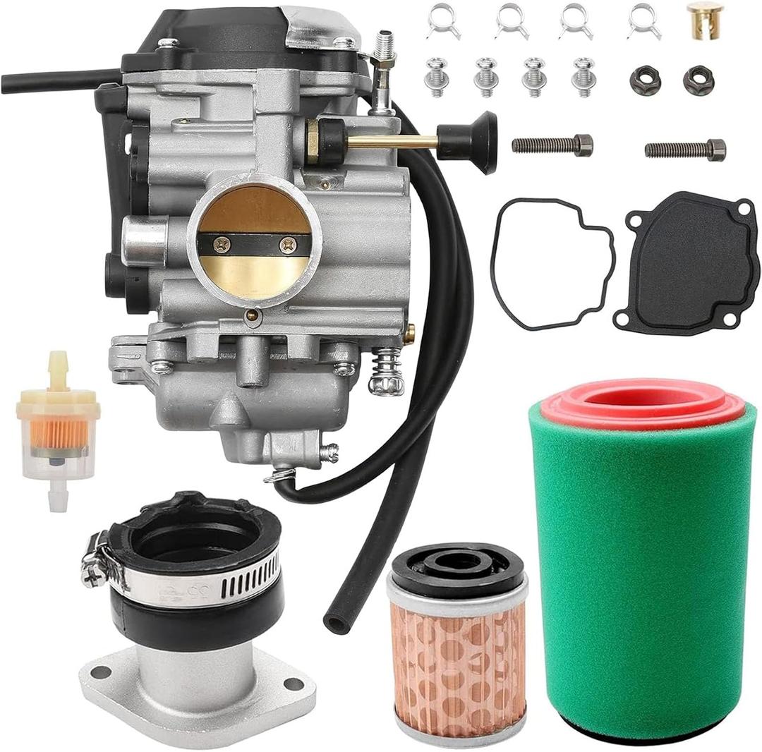 YFM250 Carburetor Compatible With 1999 2000 2001 2002 2003 2004 Yamaha Bear Tracker 250 Yfm250X Yfm250Xh Yfm250XM with Fuel Filter, Air Filter, Intake Manifold Boot