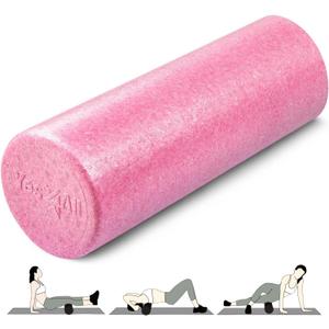 Yes4All High-Density Round Back Roller Foam, Exercise Foam Roller for Yoga, Pilates & Stretching - 12, 18, 24, 36 inch (Fuschia Rose)