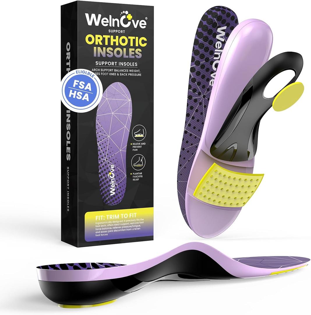 High Arch Support Insoles for Men Women 220 lbs Heavy Duty Orthotic Inserts for Heel Pain Relief & Flat Feet-W: 9-9.5 | M: 7-7.5
