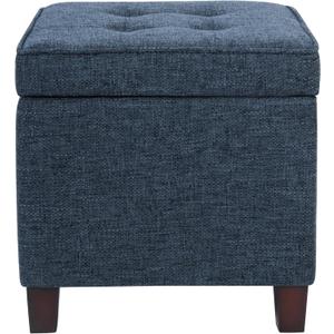 HomePop 18" Square Tufted Storage Ottoman - Dusty Navy, 17.5"D x 17.5"W x 17.5"H
