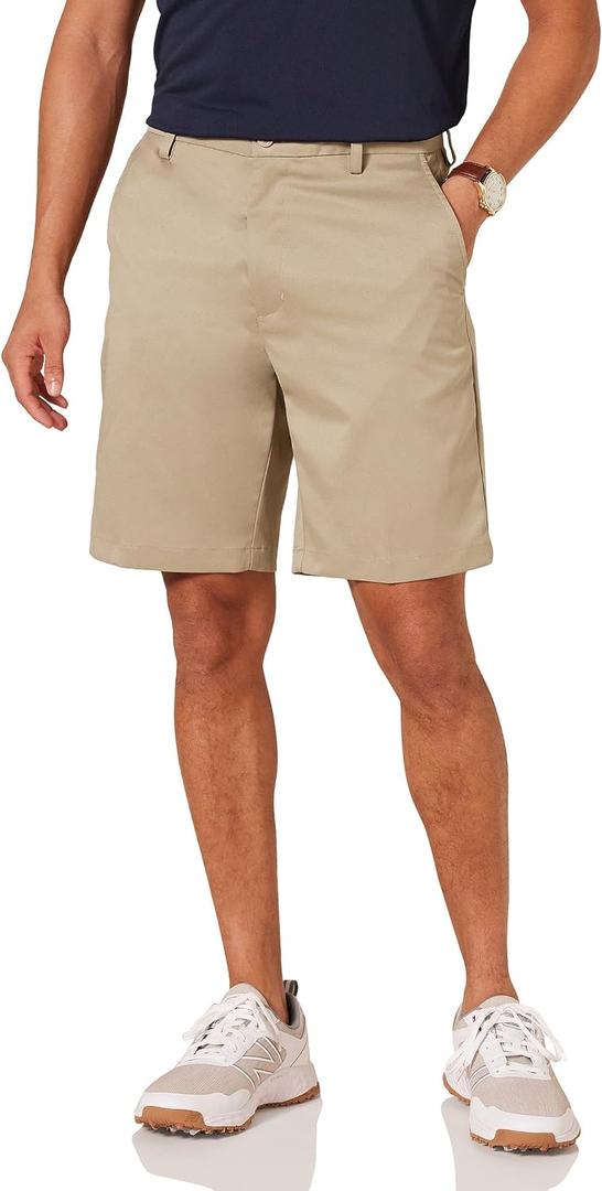 Amazon Essentials Men's Classic-Fit 9" Inseam Moisture-Wicking Stretch Golf Shorts with Active Waistband, Functional Pockets Khaki Brown, 30