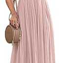 Ladmous Women's V Neck Floral Lace Wedding Dress Sleeveless Bridesmaid Evening Party Maxi Dress, Size M