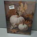 Zeuiwr Fall Artwork White Pumpkin Framed Wall Decor, Farmhouse Rustic Autumn Pumpkin Maple Leaf Canvas Wall Art, Retro Country Fall Pictures Prints for Home Bedroom Living Room Decor, 11x14 Inches