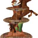 Zopeal Western Cowboy Horse Cupcake Stand, 3-Tier Western Theme Birthday Cupcake Holder, Cowboy Theme Cake Holder, Dessert Stand for Wild West Baby Shower, Birthday Party Supplies