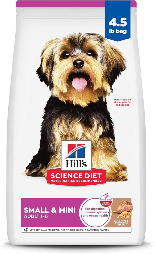 Hill's Science Diet Adult 1-6 Small & Mini Dry Dog Food, Lamb Meal & Brown Rice, 4.5 lb. Bag (EXP 02/28/27)
