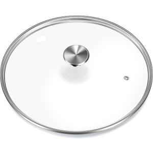 14" Glass Lid - Versatile Round Tempered Glass Replacement for 14 inch Frying Pans, Pots, Skillets, Dutch Ovens - Dishwasher Safe and Oven Safe up to 400°- Stainless Steel Knob