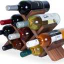 Rustic State Alella Countertop Wood Wine Rack for 8 Bottles Holder and Cork Storage Tabletop Butterfly Sleek Design Freestanding Organizer - Home, Kitchen, Dining Room Bar Dcor - Walnut