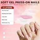 Nude Press on Nails Almond with Nail Tabs,120pcs Medium Almond Press on Nails,12 Sizes Glossy Nude Medium Fake Nails,Full Cover Acrylic Nails Press ons for Women
