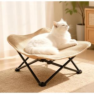 Elevated Cooling Cat Bed for Summer, Raised Pet Seat with Sisal Mat