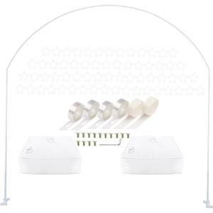 LANGXUN 7.8Ft Metal White Balloon Arch Kit, Semi-Circular Balloon Arch Stand with Water Bases for Wedding Bridal Baby Shower Birthday Party Supplies Decorations