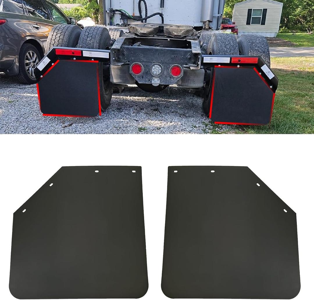 2 Pack 24 x 24 inch Black Polymer Mud Flaps Angled Fit for Semi Trucks Trailers