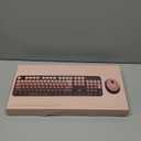 Wireless Keyboard and Mouse Combo, Ergonomic Full Size Typewriter Retro Round Keycaps Keyboard, Compatible with Windows, PC, Perfer for Home and Office Keyboards (Aurora Red)