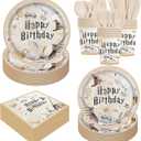 140PCS Birthday Party Paper Plates Napkins Paper Cups Dessert Plates Kids Boys Birthday Decorations Set for 20 Guests