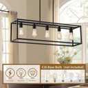 Yusist 5-Light Dining Room Light Fixture,Black Farmhouse Kitchen Island Lighting,Rustic Pendant Light Over Table with Adjustable Rods,Modern Linear Chandeliers for Dining Room Kitchen Island