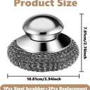 Steel Wool Scrubber, 4-Pack Stainless Steel Scrubber Pads with Handle - The Ultimate Scouring Solution for Rust, Stubborn Messes on Cookware, Grill, Oven & Kitchen Sinks